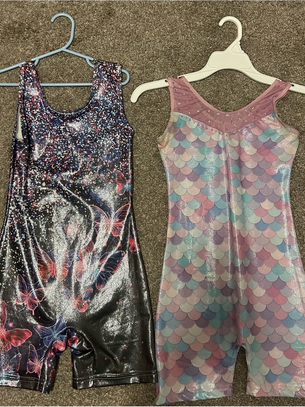 Girls' Shiny Gymnastics Leotards - Butterfly & Pastel Mermaid